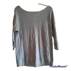 White House Black Market Embellished Studded Circle Gray Dolman Sweater